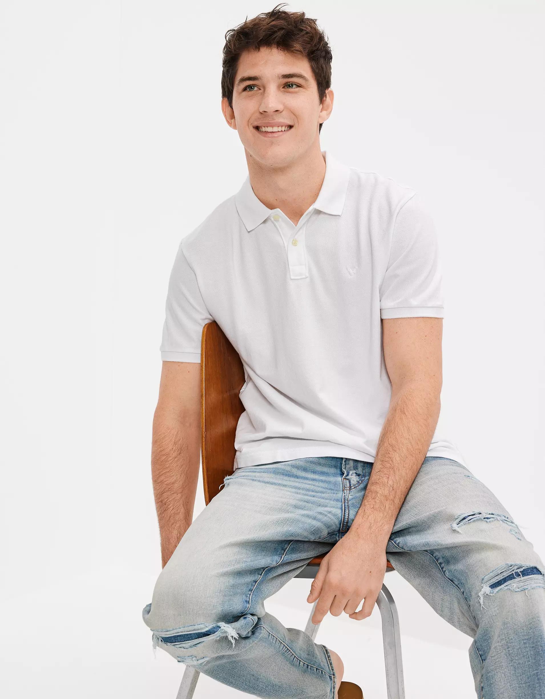 AE Lived-In Pique Polo Shirt Product Image