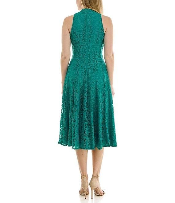 Moda Tara V-Neck Sleeveless Corded Lace A-Line Midi Dress Product Image