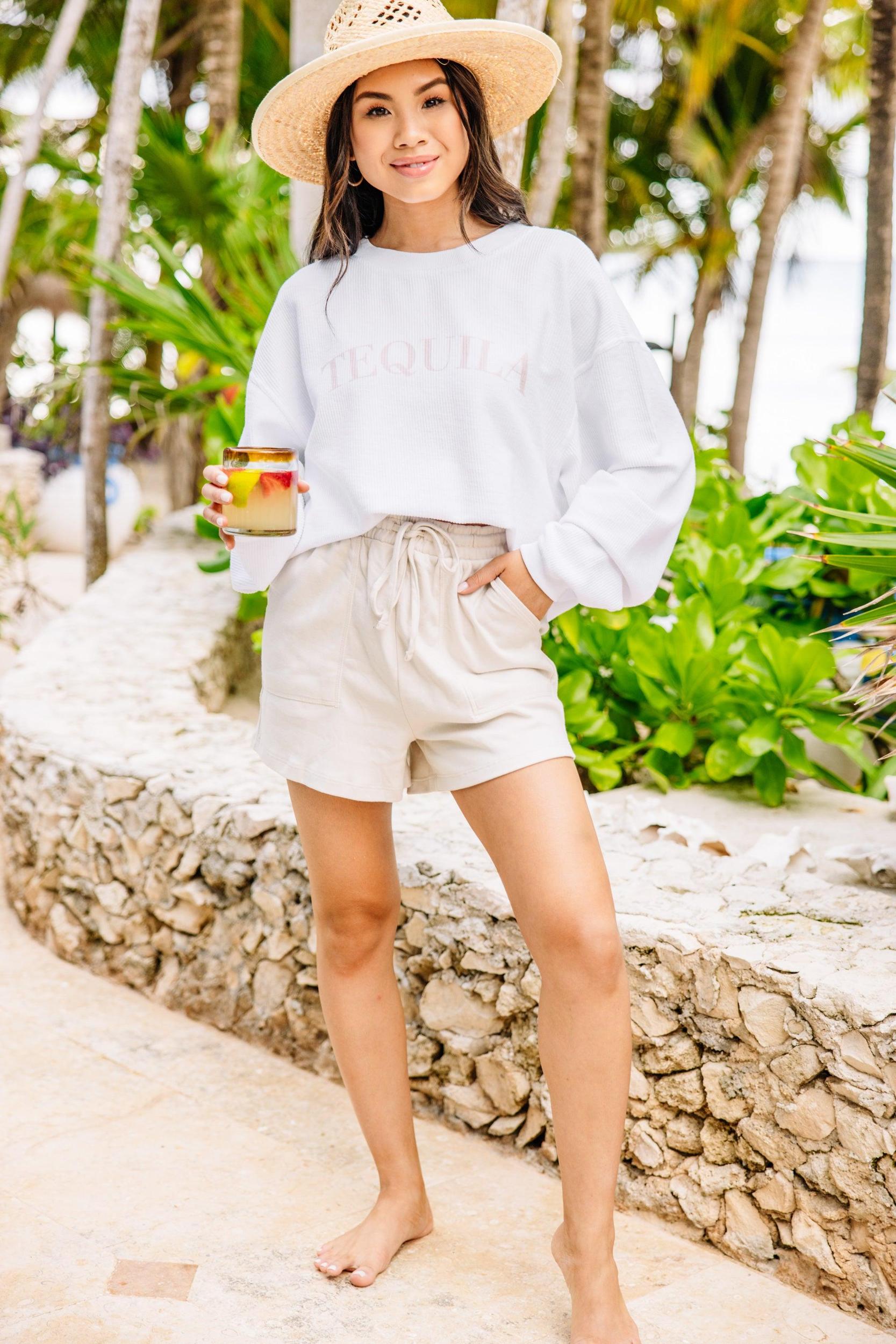 Tequila White Corded Graphic Sweatshirt Female Product Image