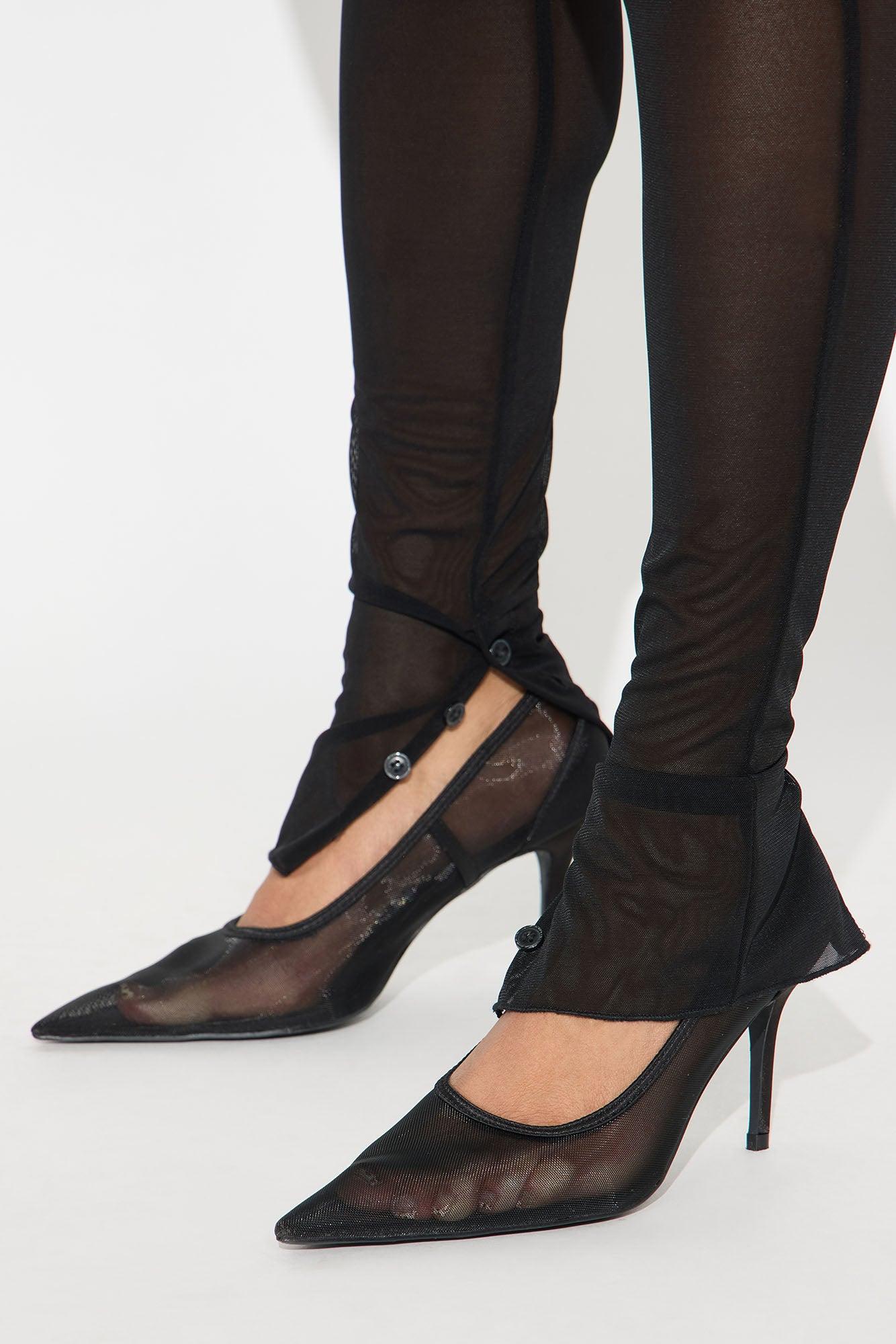 Power Mesh High Waisted Leggings - Black Female Product Image