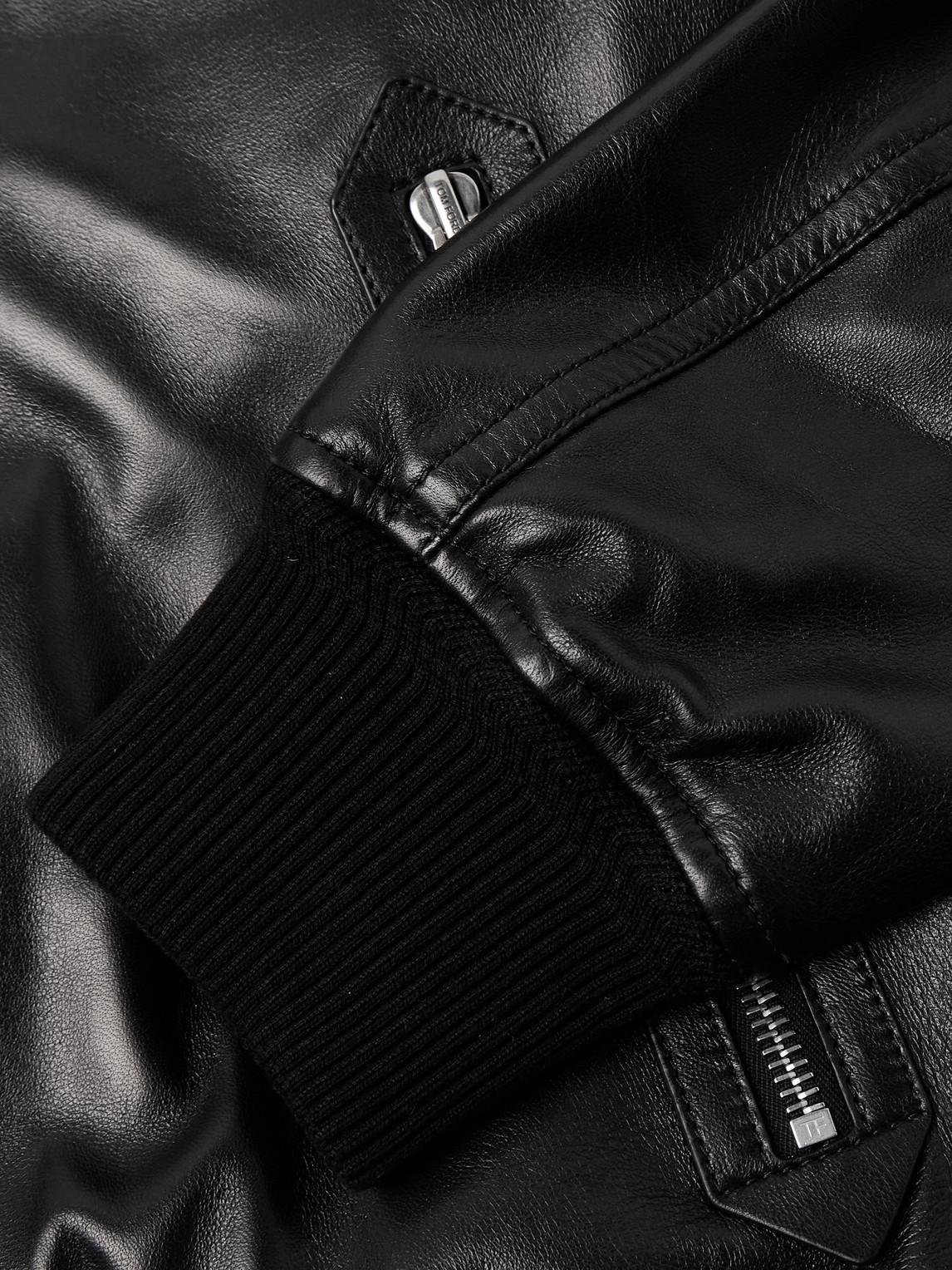 TOM FORD Black Shiny Nappa Plonge Leather Jacket In Multi Product Image