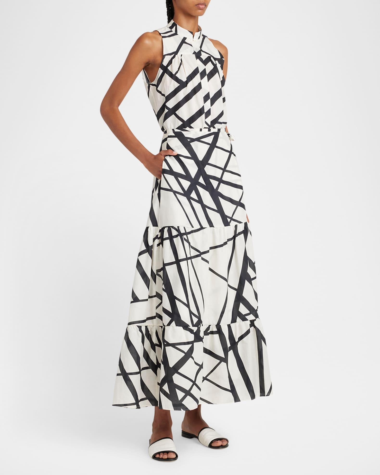 Abstract-Print Tiered Maxi Wrap Skirt Product Image