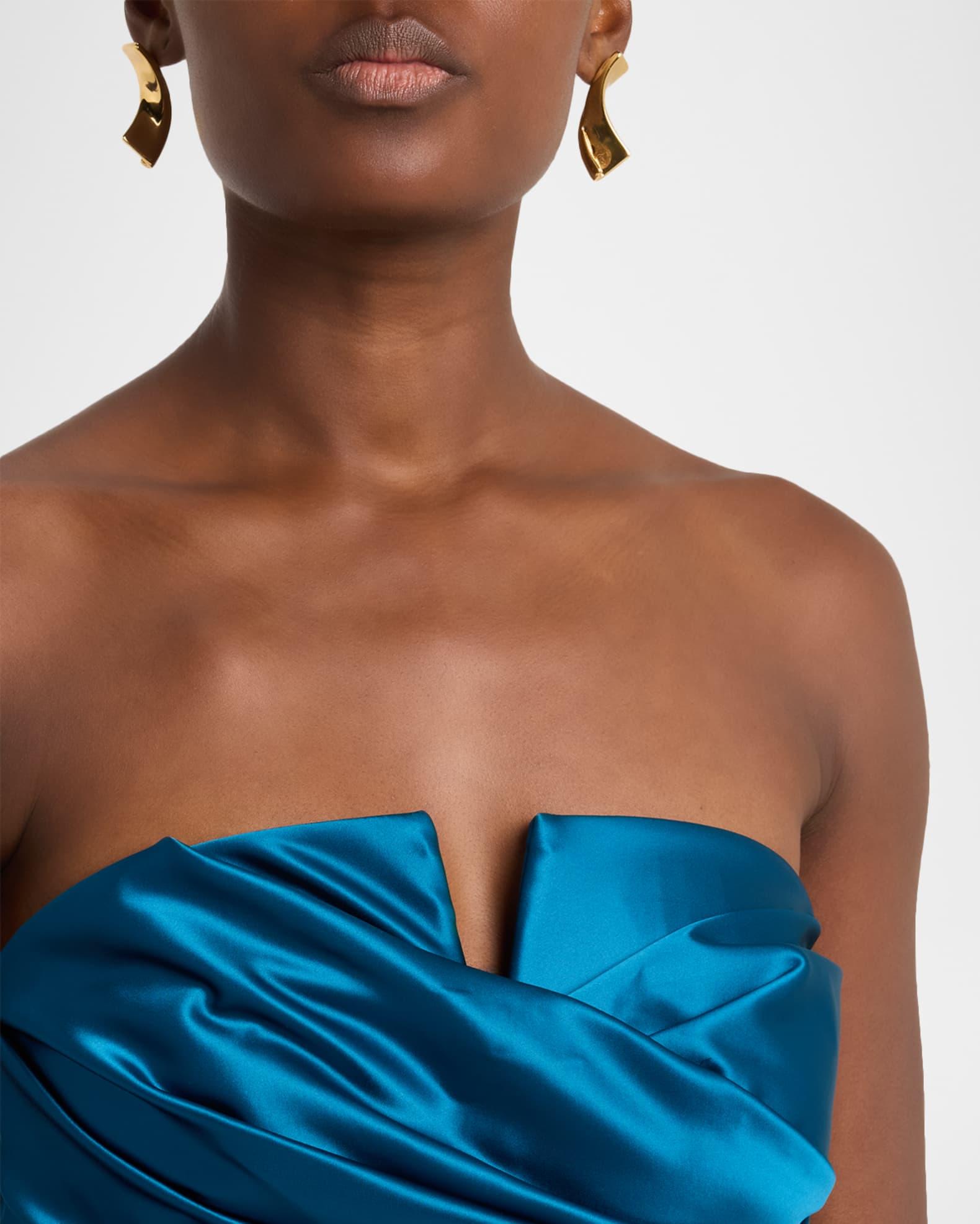 Strapless Ruched Satin Mini Dress Product Image