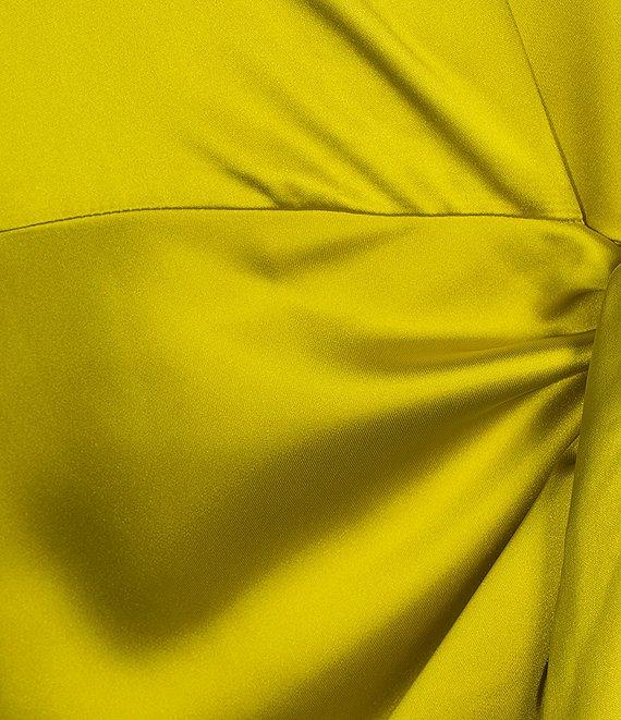 Gianni Bini Avery Long Sleeve Satin Point Collar Neck Faux Wrap Dress Product Image