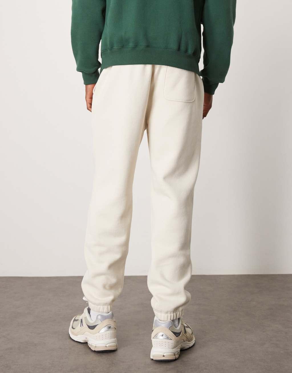 Abercrombie & Fitch cuffed essential sweatpants in cream Product Image