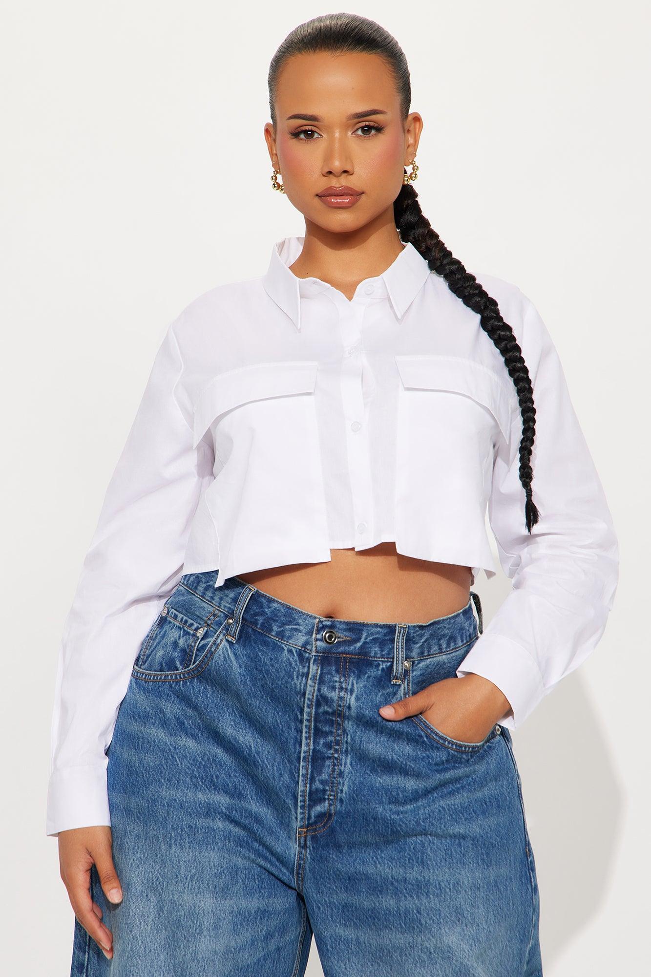 On My Way Cropped Poplin Shirt - White Female Product Image