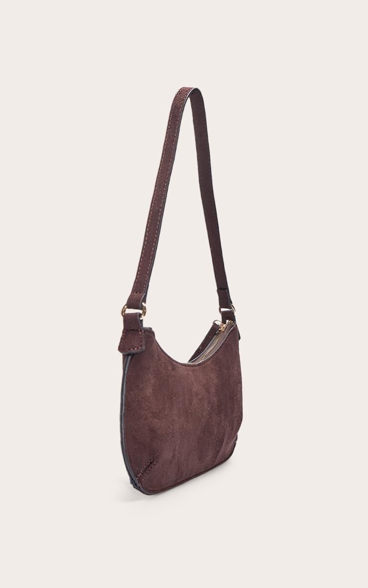  Chocolate Faux Suede Baguette Shoulder Bag Product Image