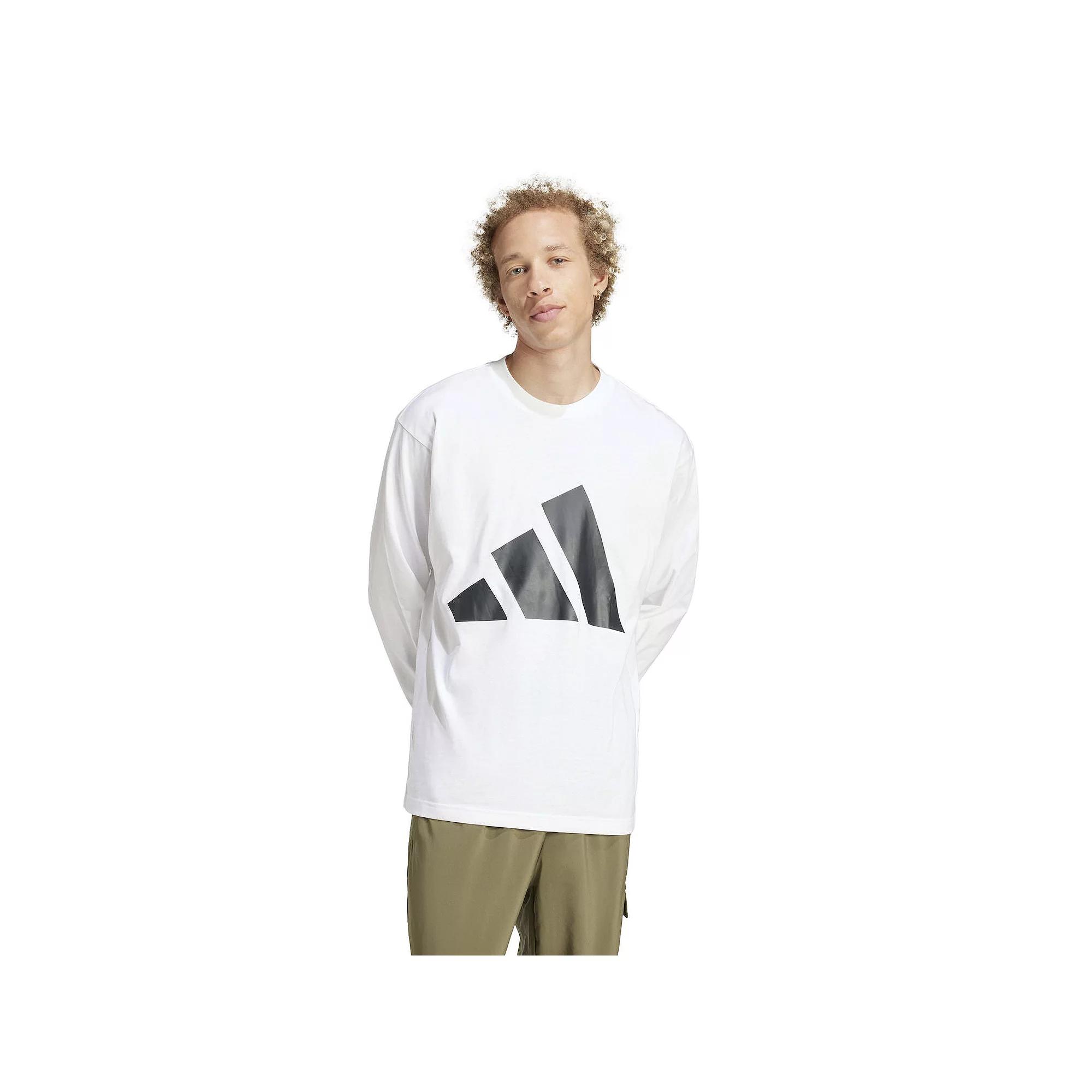 Men's adidas Essentials Single Jersey Long Sleeve Sportswear T-shirt, Size: XL, White Product Image