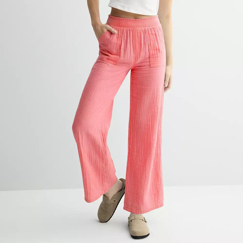 Juniors' SO® High-Rise Double Gauze Pants, Girl's, Size: Medium, Flower Product Image