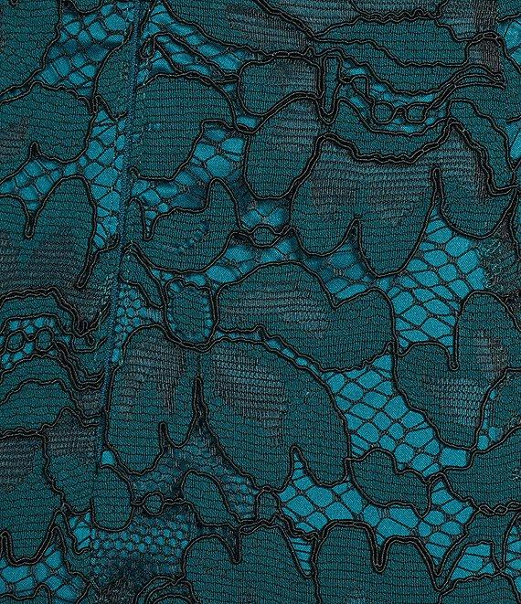 Eliza J Illusion Lace Neck Cap Sleeve V-Neck Mermaid Gown Product Image