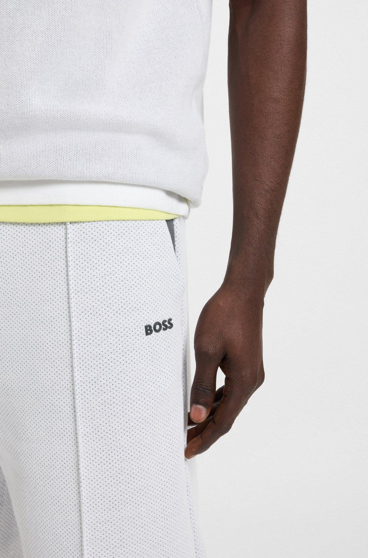 BOSS - Relaxed-fit shorts in quilted jacquard - White Product Image