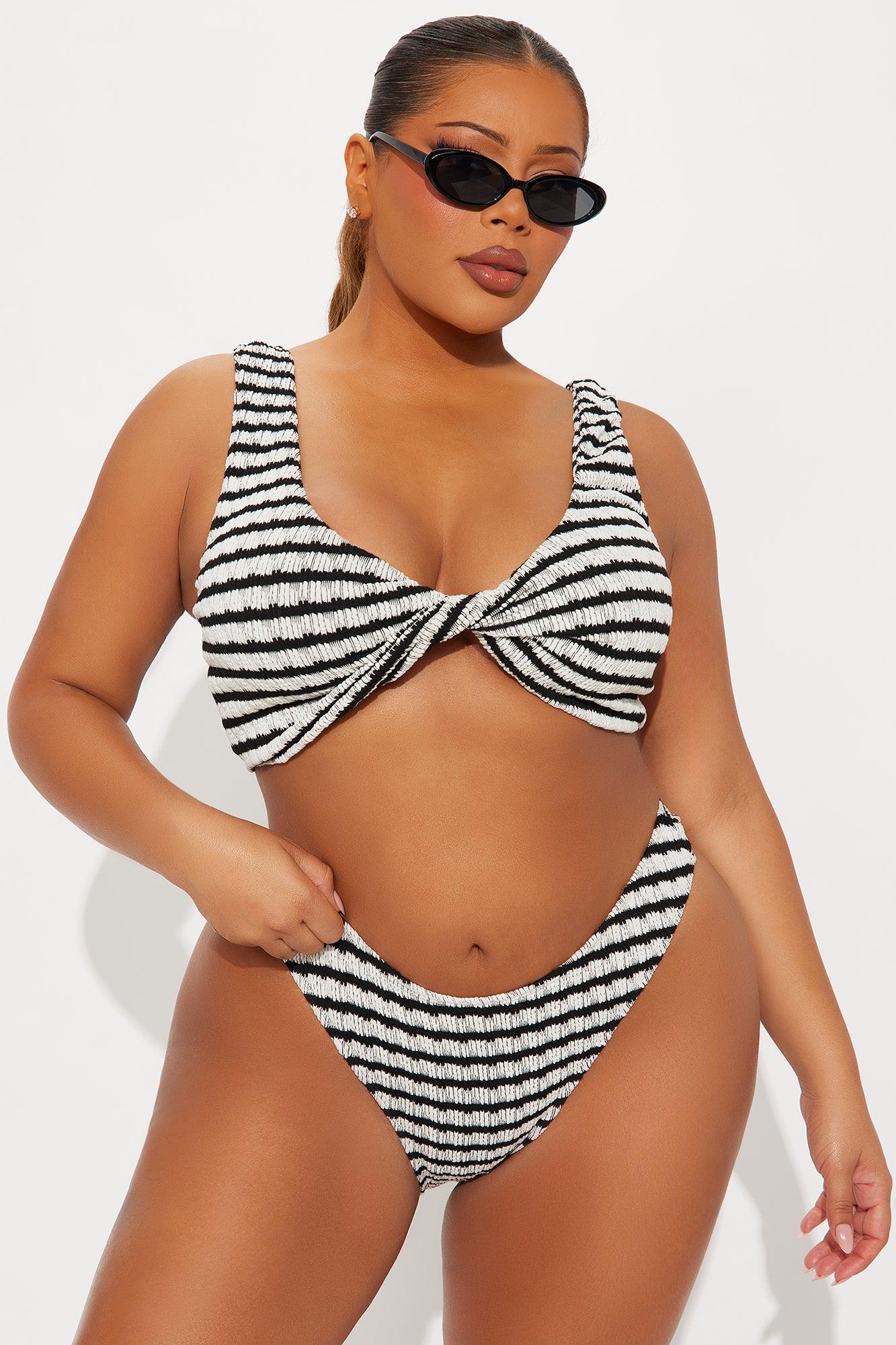Amber Twist Textured Stripe 2 Piece Bikini - Black/White Female Product Image