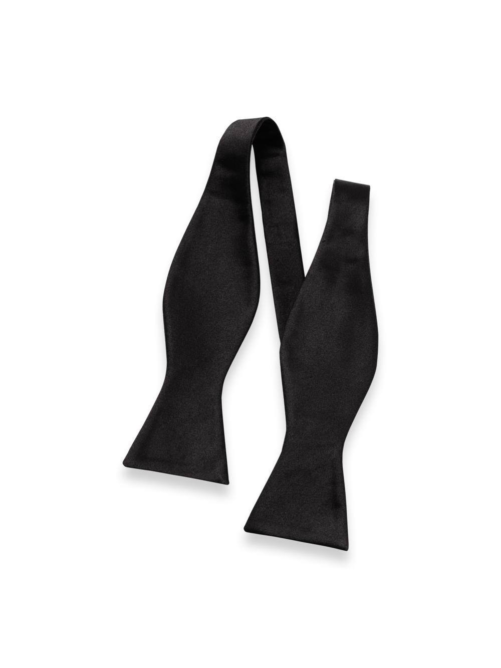 Solid Woven Silk Self-Tie Bow Tie - Black Product Image