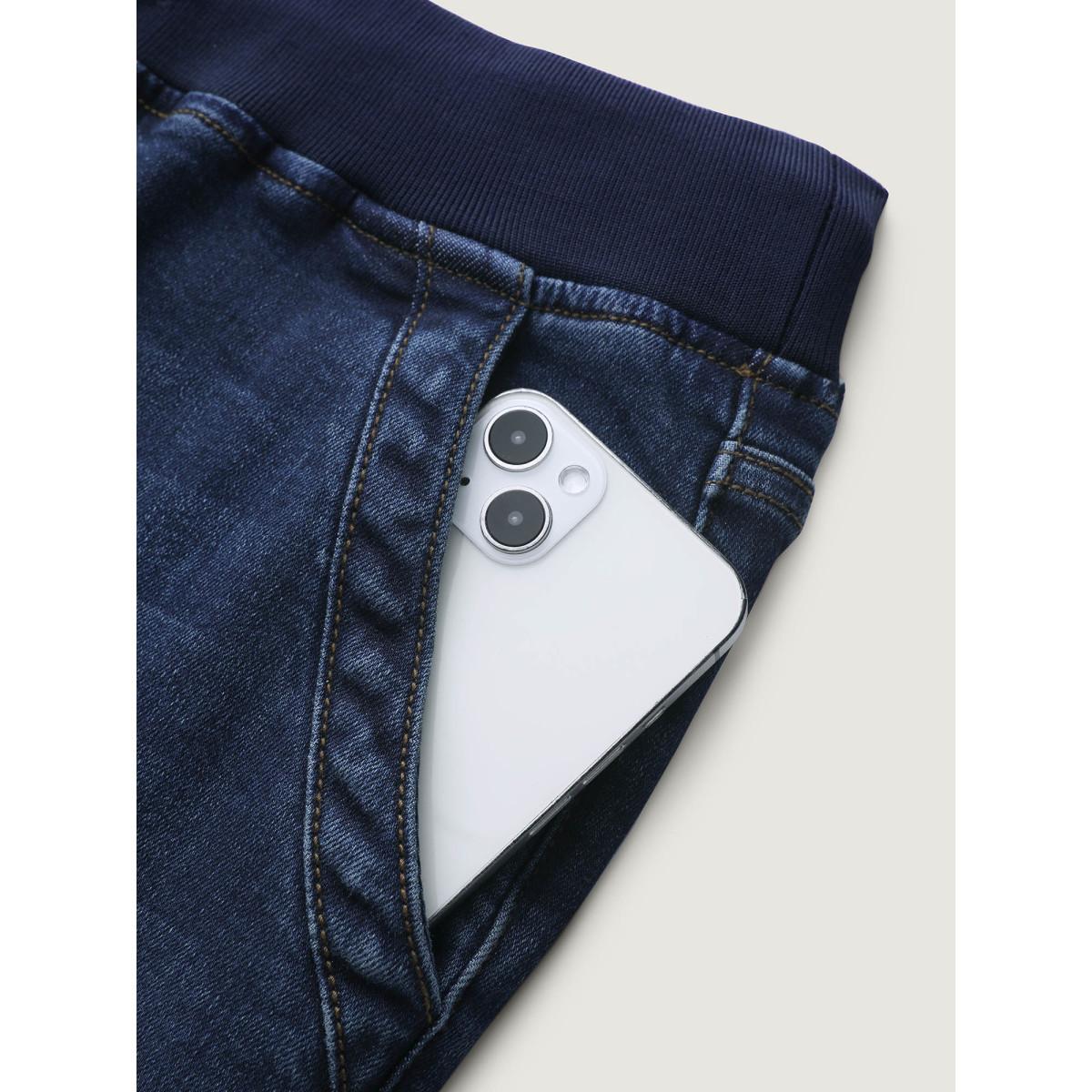 Plus Size Stretch Pull-On Drawstring Skinny-Fit Jeans Women Bluevintage Leisure Elastic Waist High stretch Slanted pocket Jeans BloomChic 20/2X Product Image