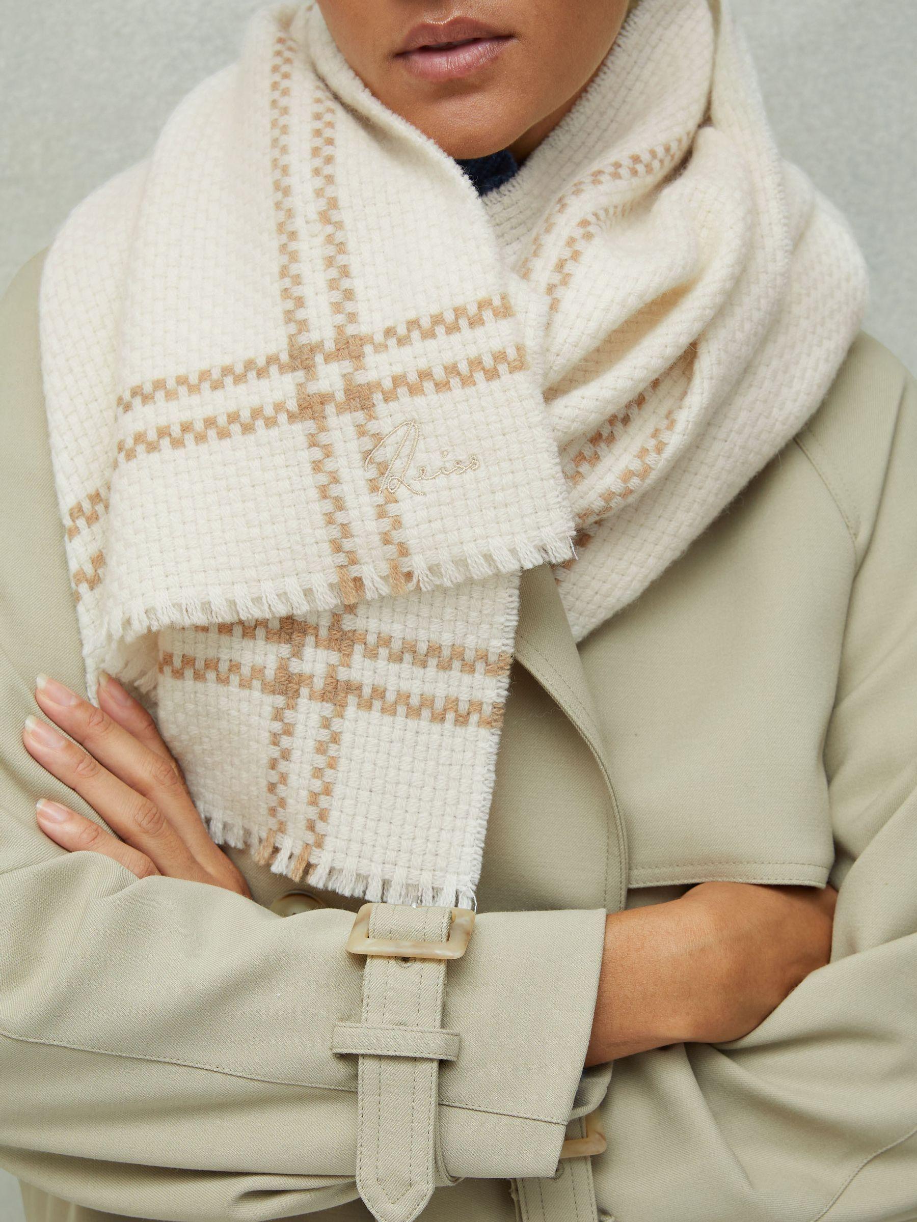 Wool-Cashmere Fringed Scarf in Cream Product Image