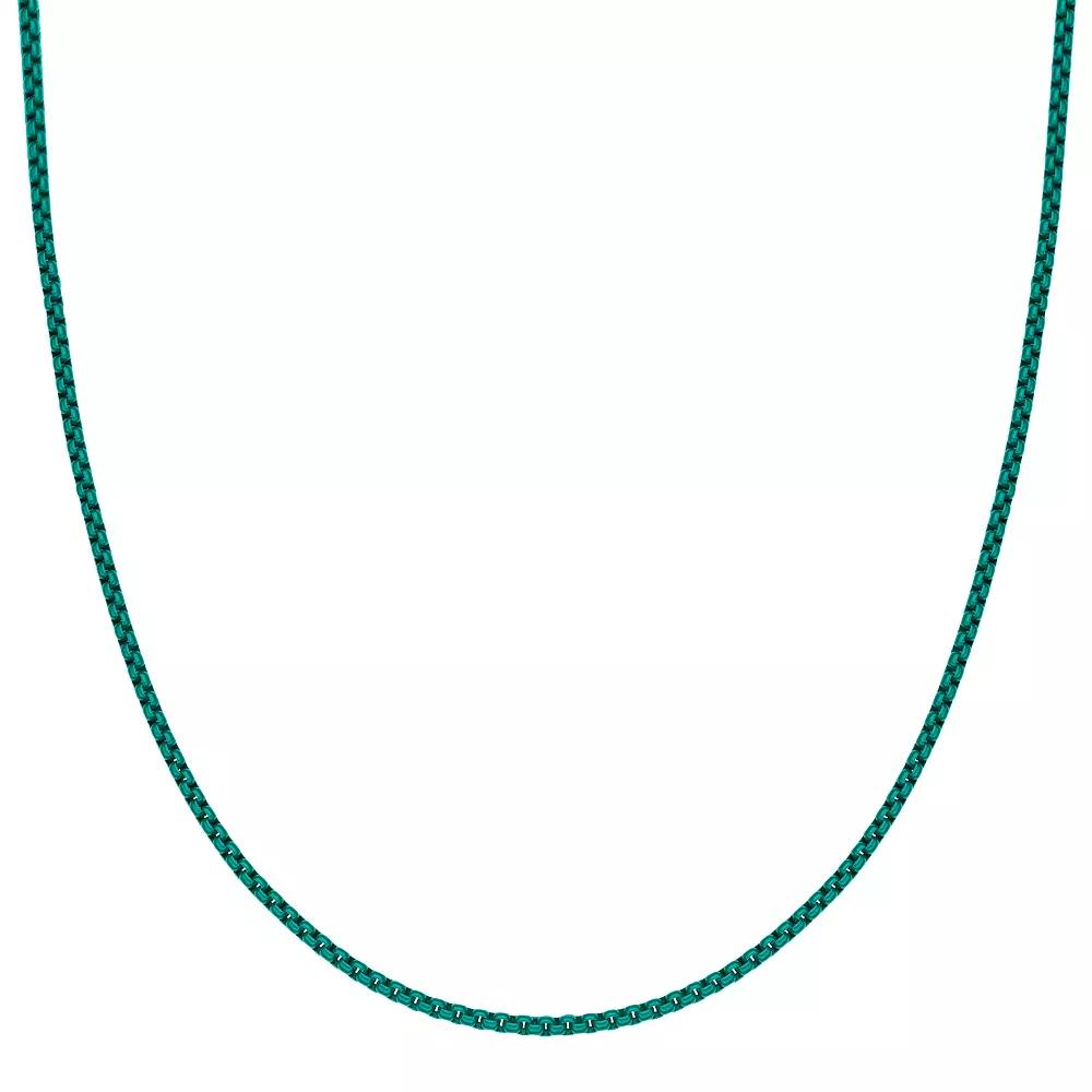 Men's LYNX Turquoise Acrylic Coated Stainless Steel Box Chain Necklace, Size: 24" Product Image