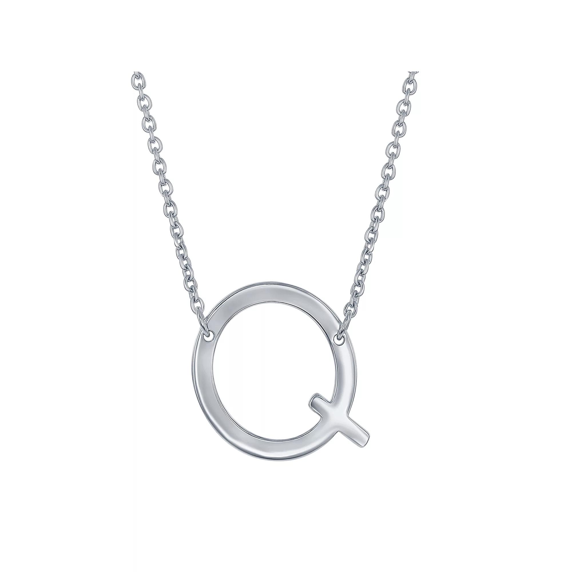 Sterling Silver Sideways Initial Necklace, Women's, Size: 16-18" ADJ, Sterling P Product Image