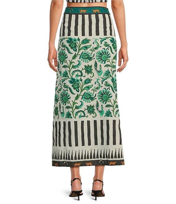 Mo Maya Mojo Hand Printed Pencil Coordinating Midi Skirt Product Image