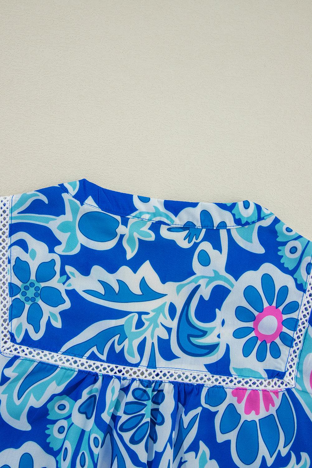 Blue, Pink & White Paisley Print Top Product Image