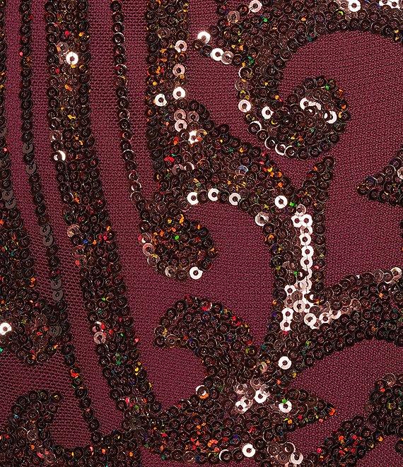 B. Darlin Sequin Patterned Halter V-Neck Tie Back Dress Product Image