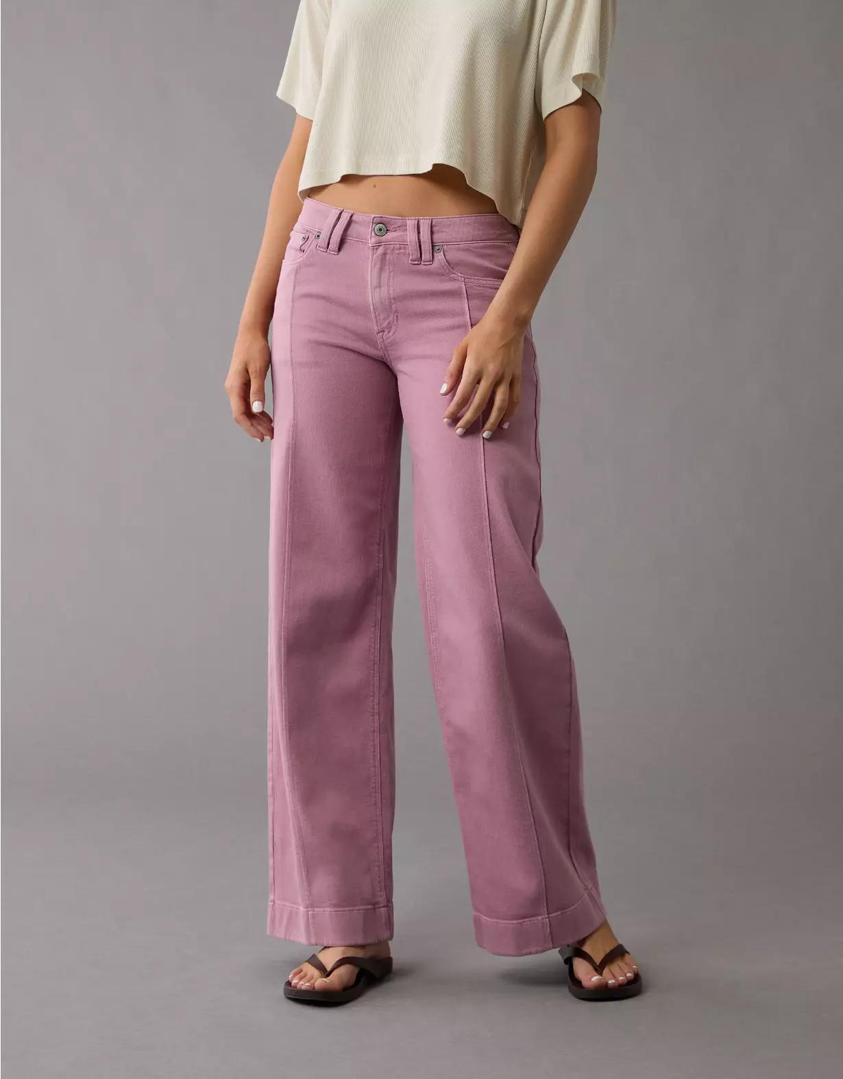 AE Dreamy Drape Stretch Low-Rise Baggy Wide-Leg Pant Product Image