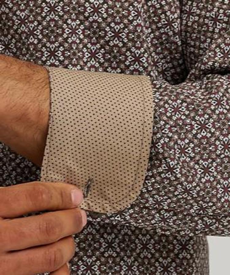 Wrangler® George Strait™ Men's L/S Coffee Burst Print Button Shirt Product Image