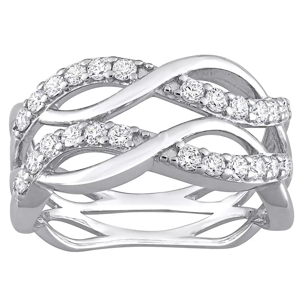Stella Grace Sterling Silver Cubic Zirconia Crisscross Ring, Women's,  Product Image