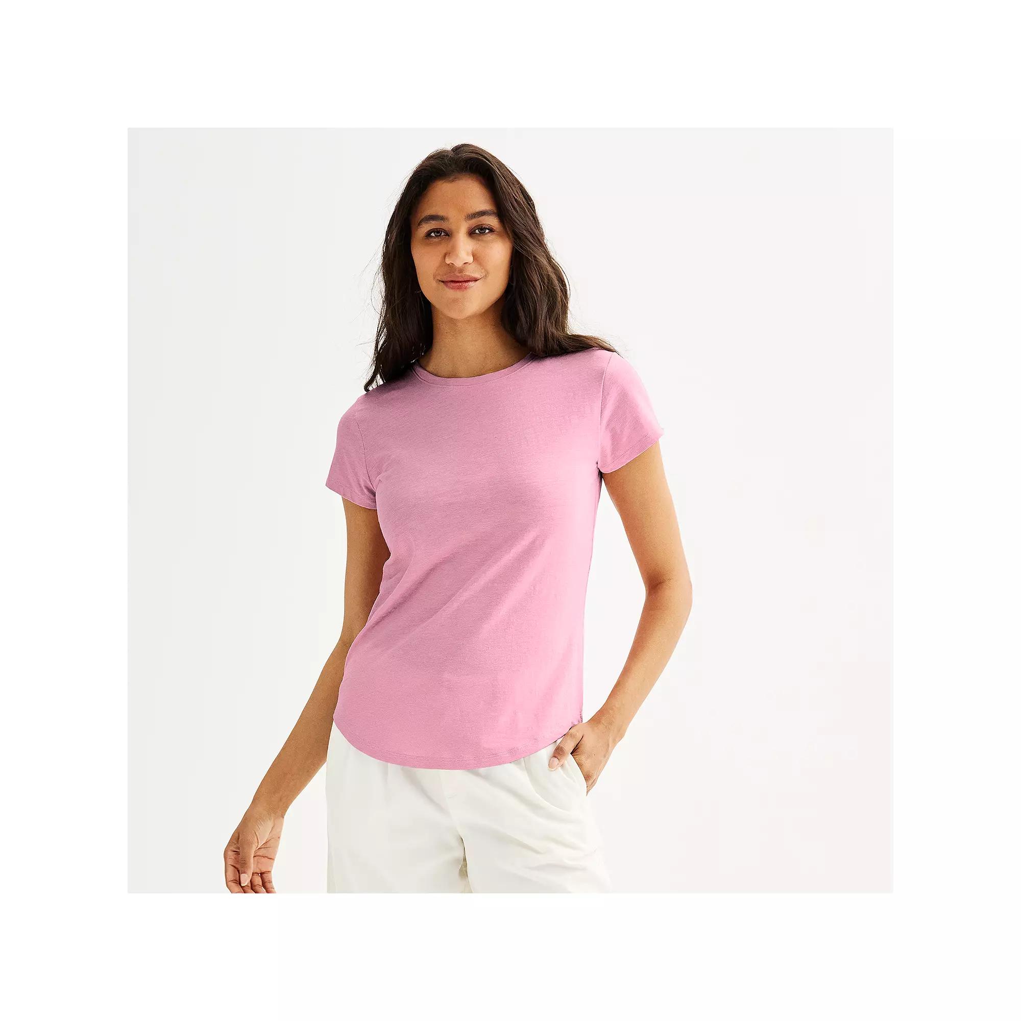 Women's Sonoma Goods For Life® Short-Sleeve Crew Tee, Size: Medium, Pleasant Pink Product Image
