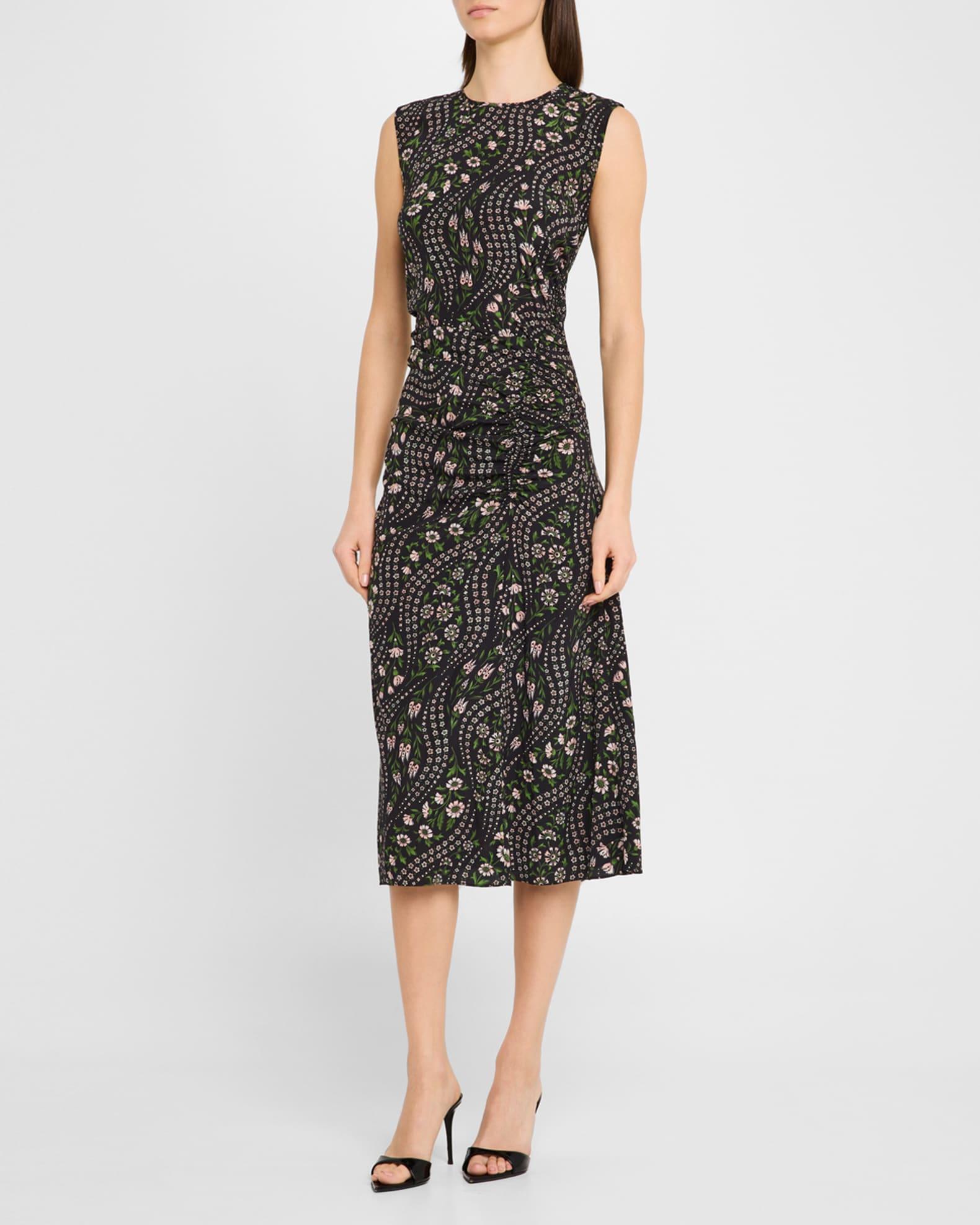 Viviana Floral Silk Midi Dress Product Image