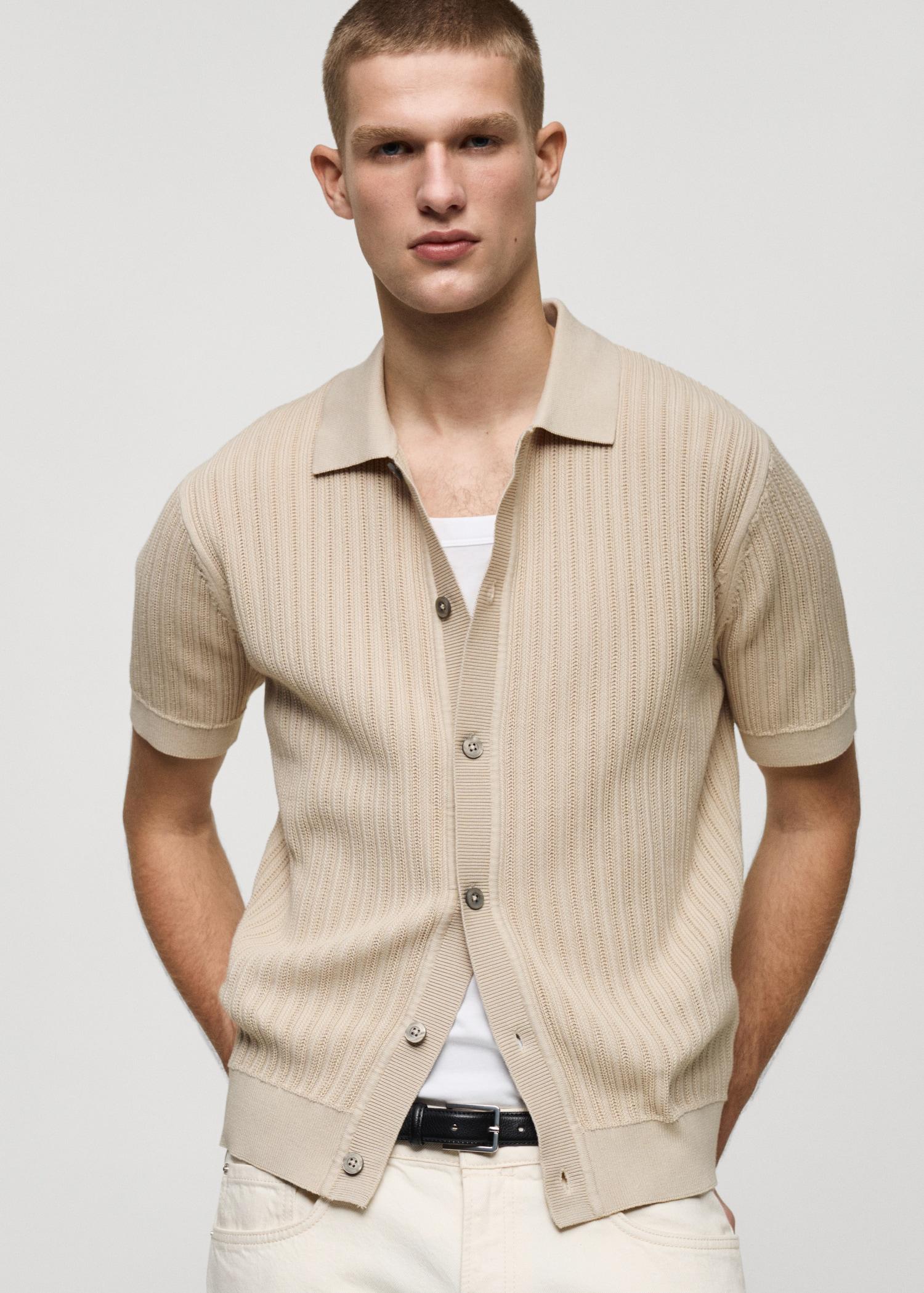 100% cotton shirt structure - Men | MANGO USA Product Image