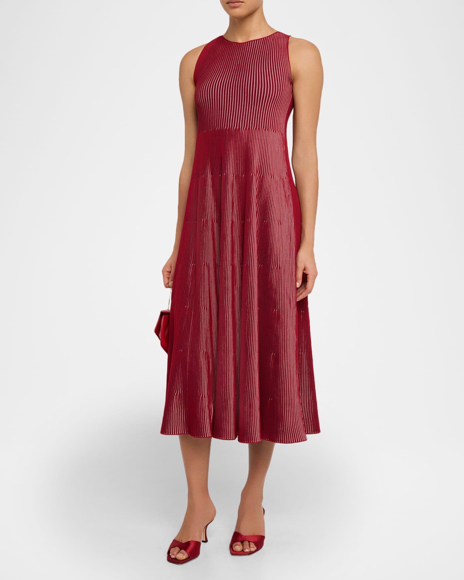 Sleeveless Striped Rib Knit Maxi Dress Product Image