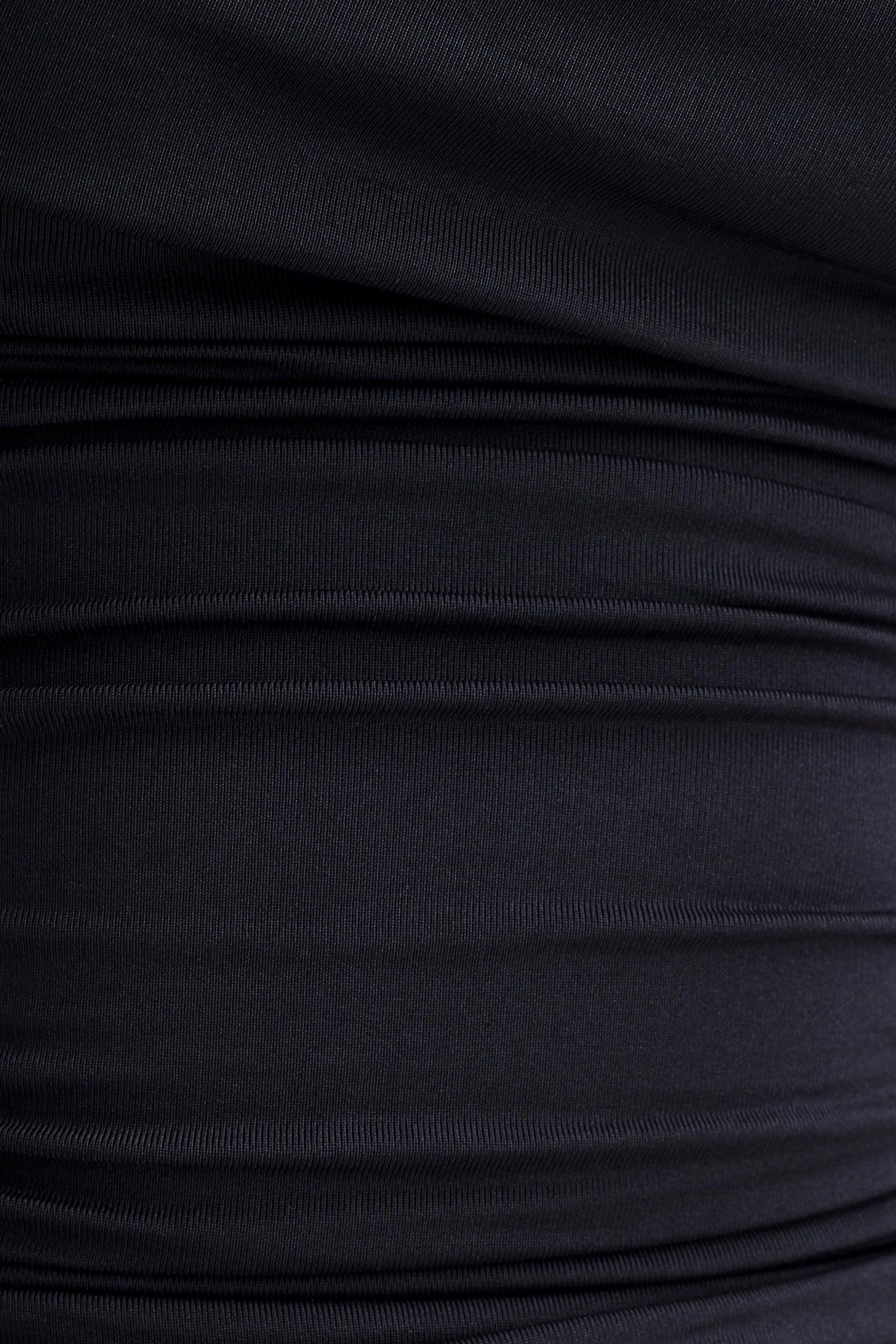 Alayna Long Sleeve Recycled Nylon Ruched Top - Black Product Image