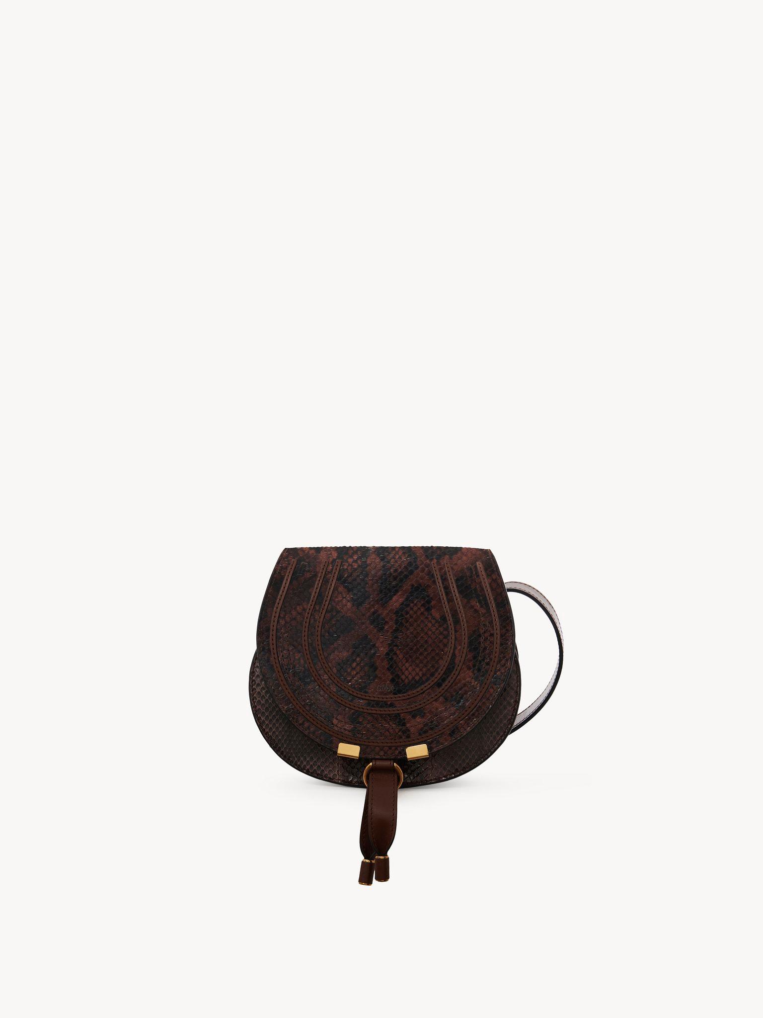 Small Marcie saddle bag in python-effect leather Product Image