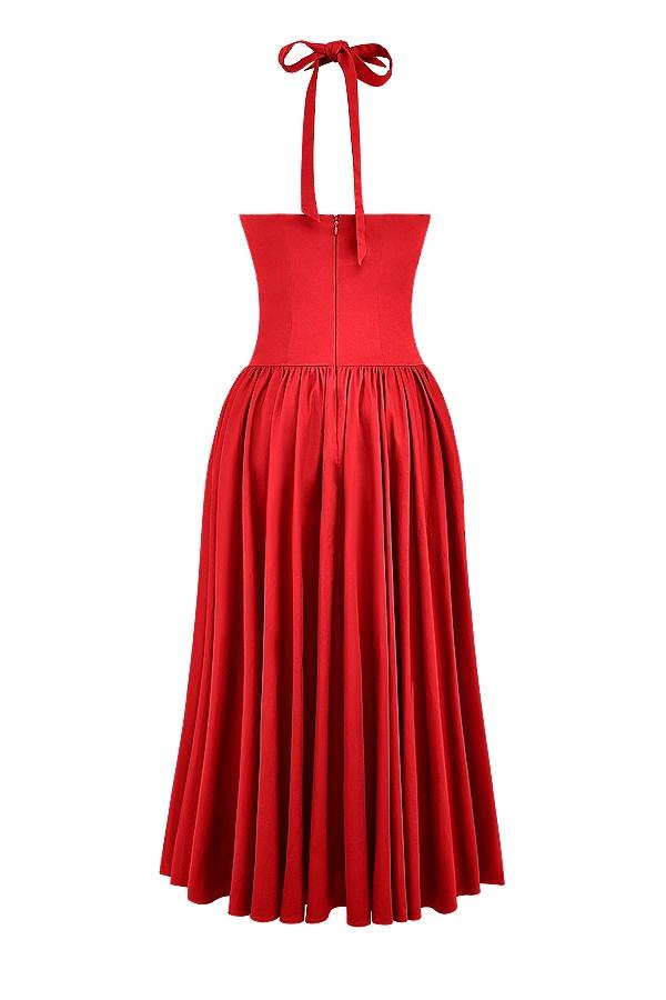 Coquette  scarlet halter midi dress Product Image