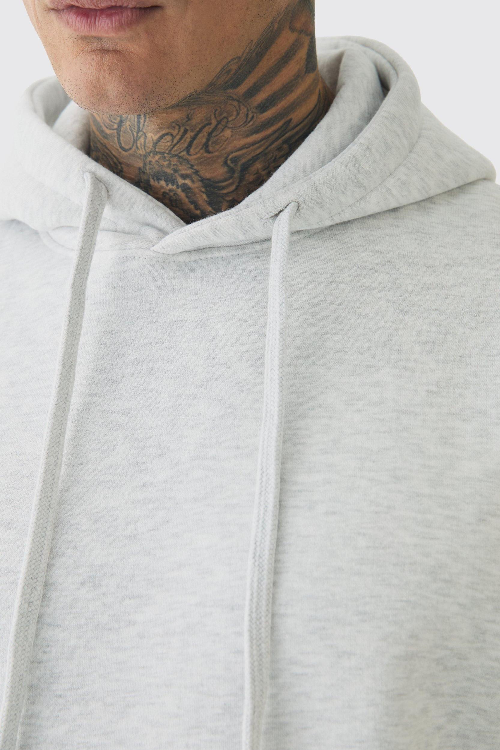 330GSM Tall Regular Fit Hoodie in Grey Marl | boohooMAN USA Product Image