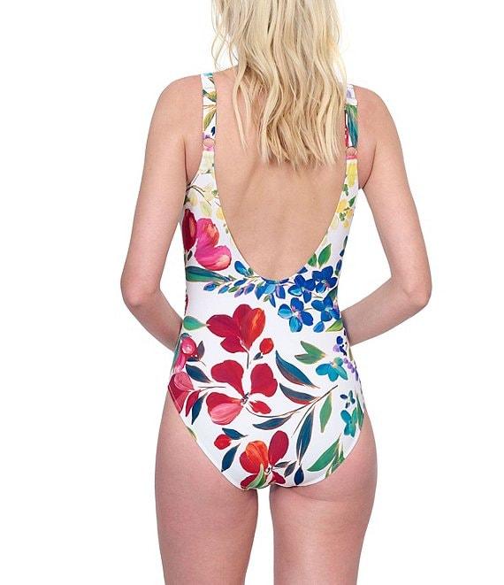 Gottex Garden Dream V-Neck Front Wrap Surplice One Piece Swimsuit Product Image