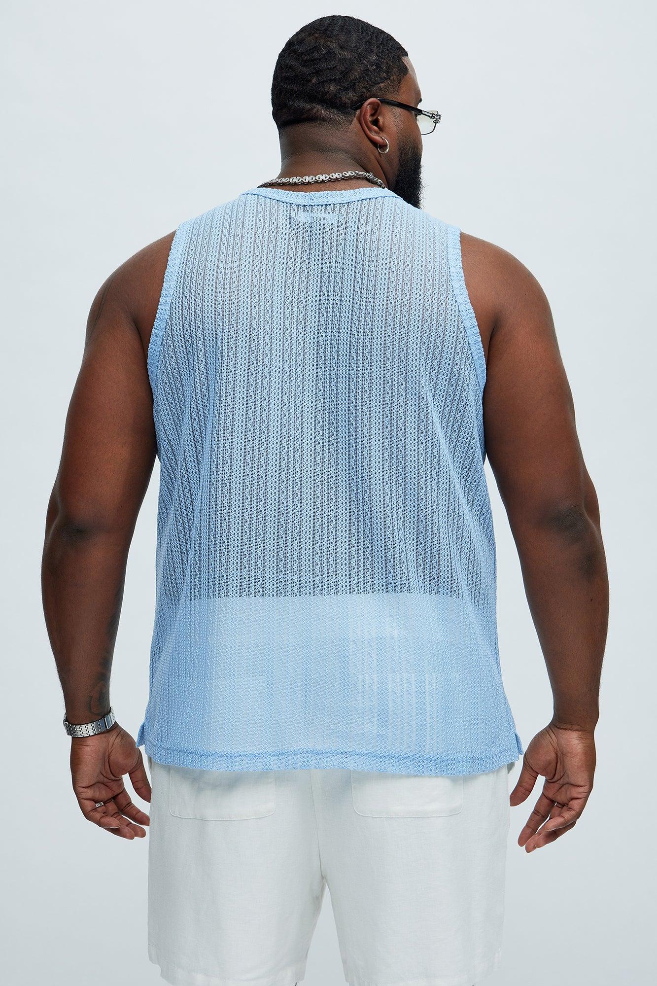 Brannen Textured Relaxed Tank - Light Blue Product Image