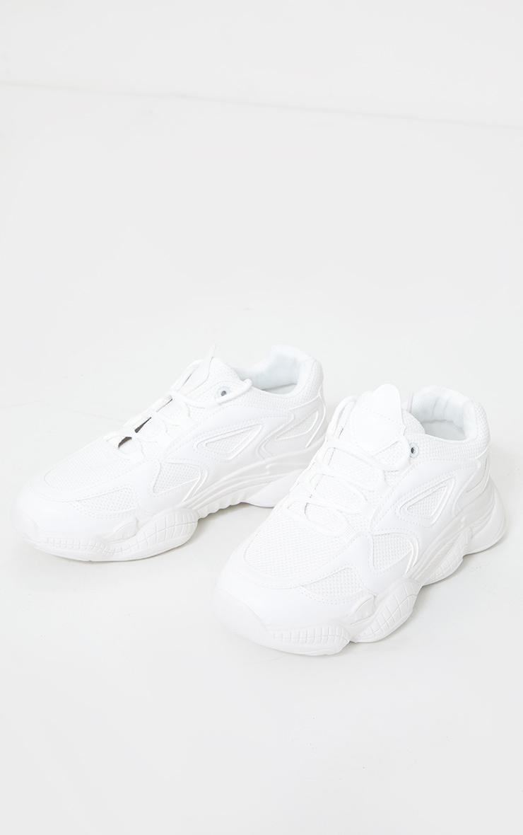 White Wide Fit Chunky Bubble Sole Panelled Up Sneakers Product Image