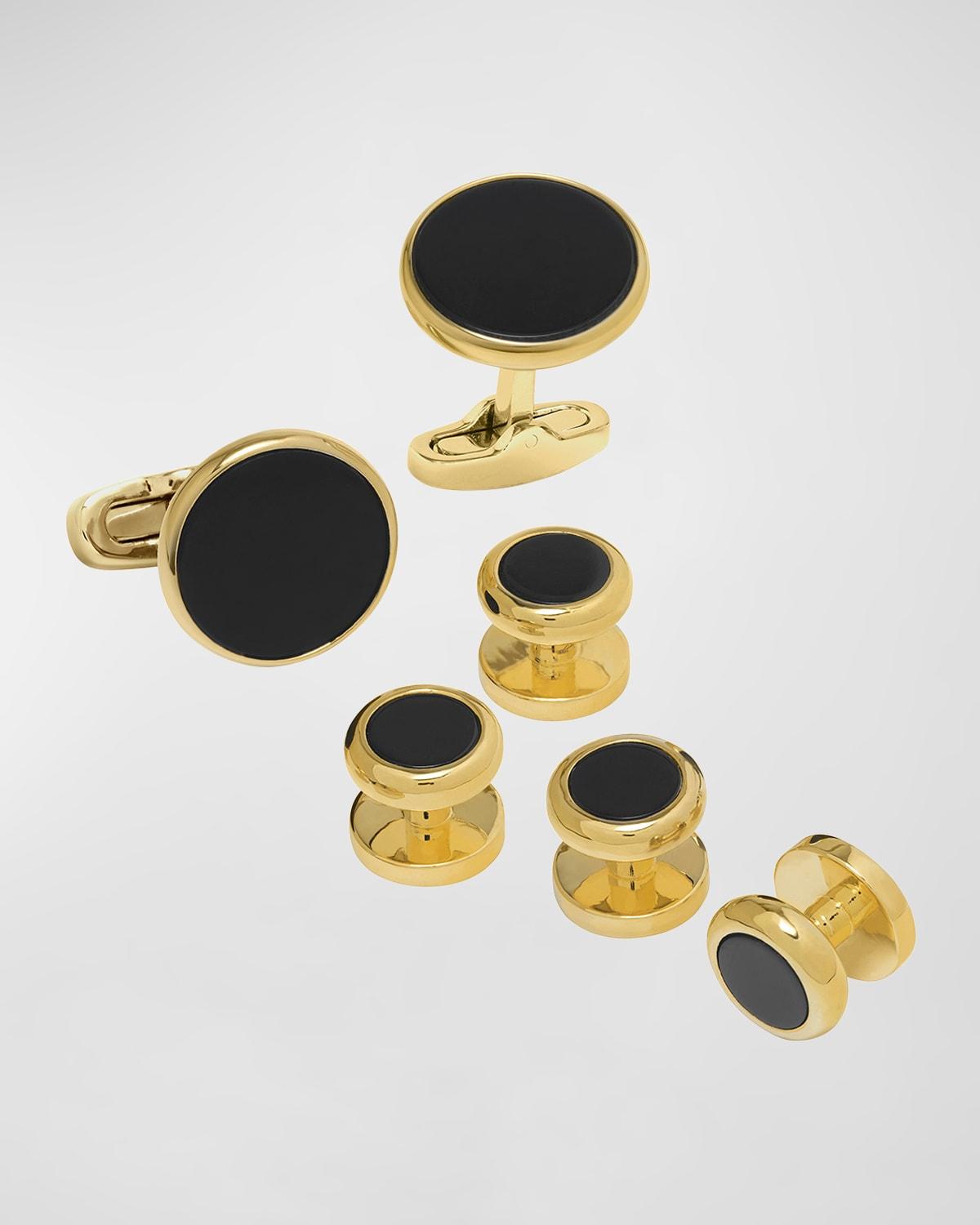 Mens Classic Round Mother-Of-Pearl Cufflink Stud Set Product Image