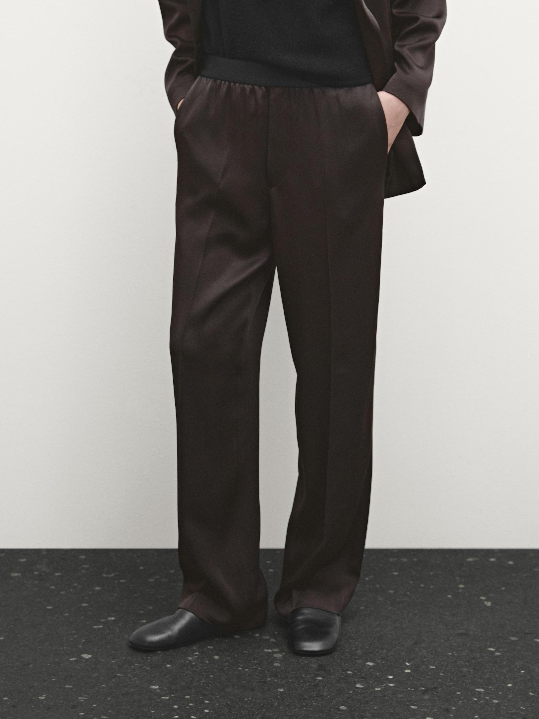 Wide-leg satin trousers Product Image