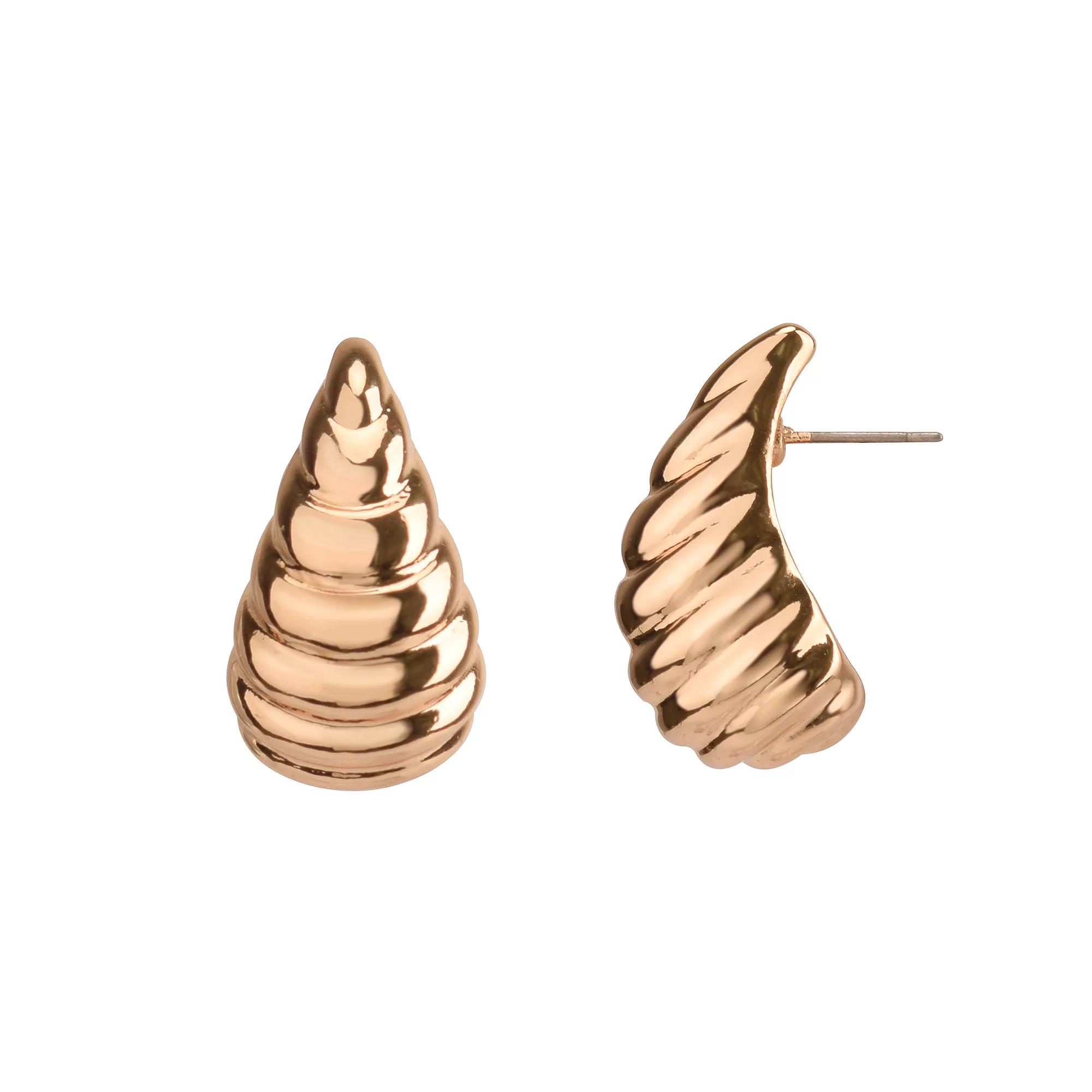 Women's Gold Tone Textured Teardrop Post Earrings, None Product Image