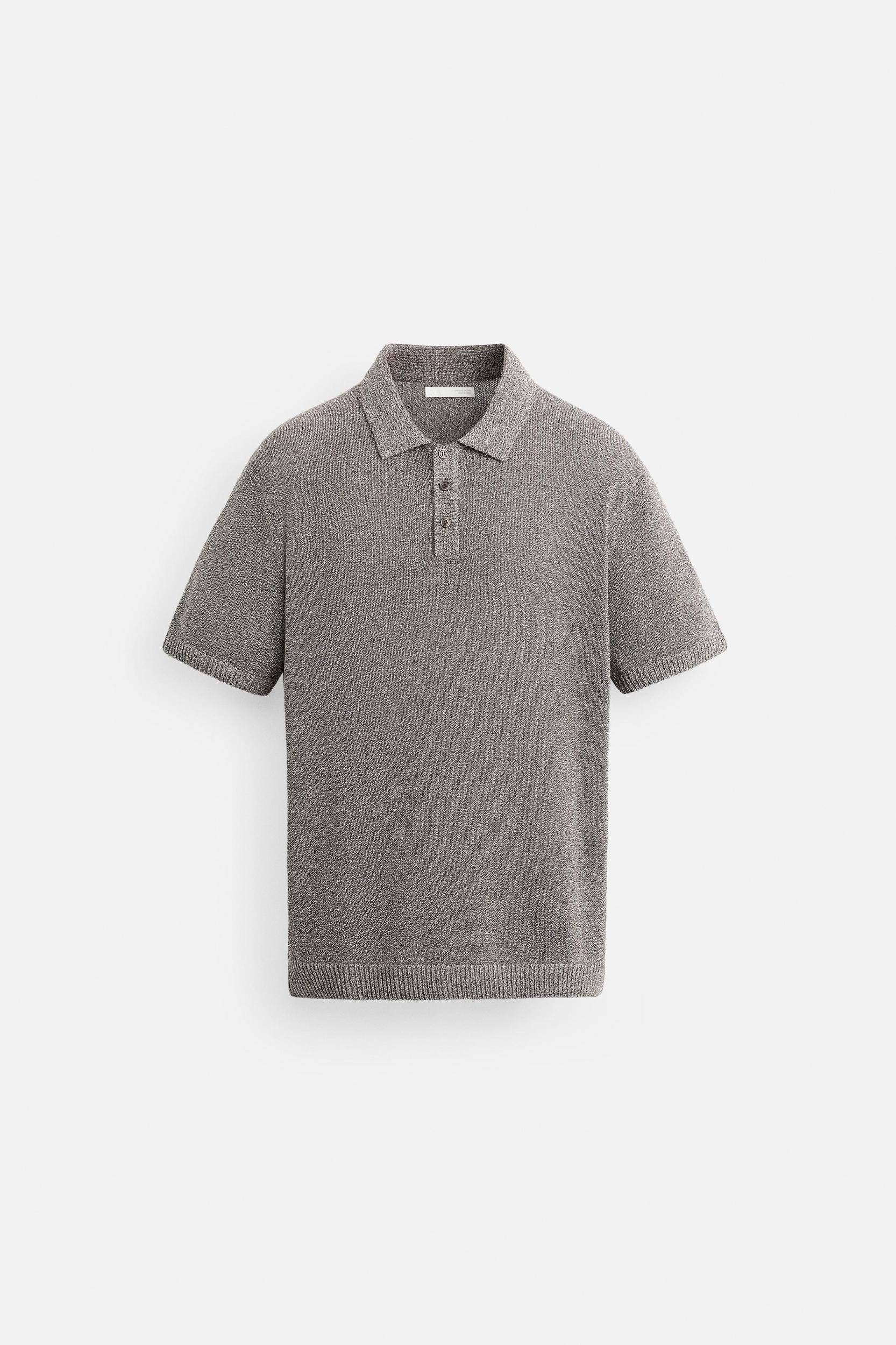 CONTRAST TEXTURED KNIT POLO SHIRT Product Image