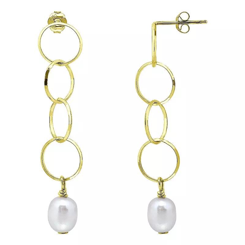 Aleure Precioso Sterling Silver Freshwater Cultured Pearl Multi Circle Linear Drop Earrings, Women's, Silver Tone Product Image