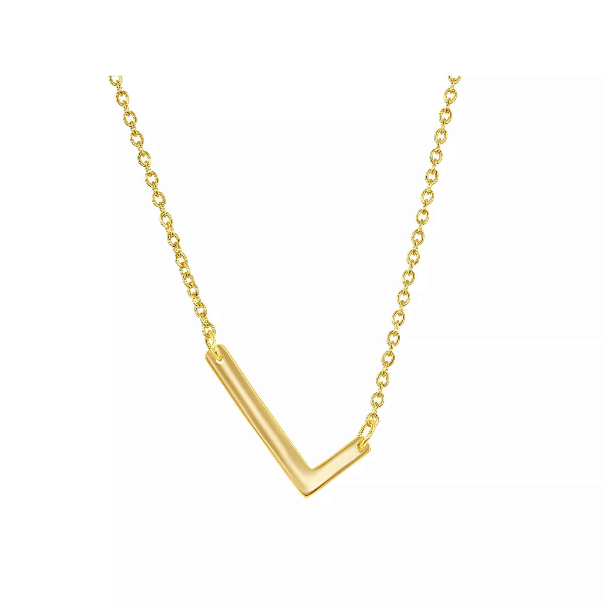 Sterling Silver Sideways Initial Necklace, Women's, Size: 16-18" ADJ, Gold Tone M Product Image