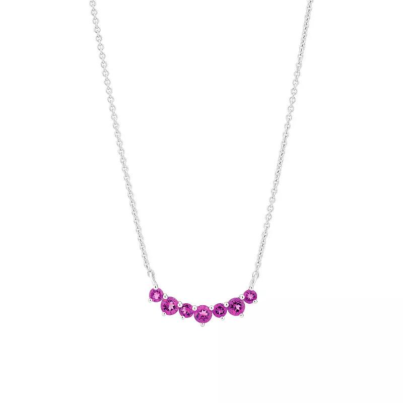 Gemistry 14k White Gold 7-Stone Amethyst Necklace, Women's, Size: 18" Product Image