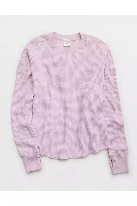 OFFLINE By Aerie Wow! Waffle Notch Neck Long Sleeve T-Shirt Women's Product Image