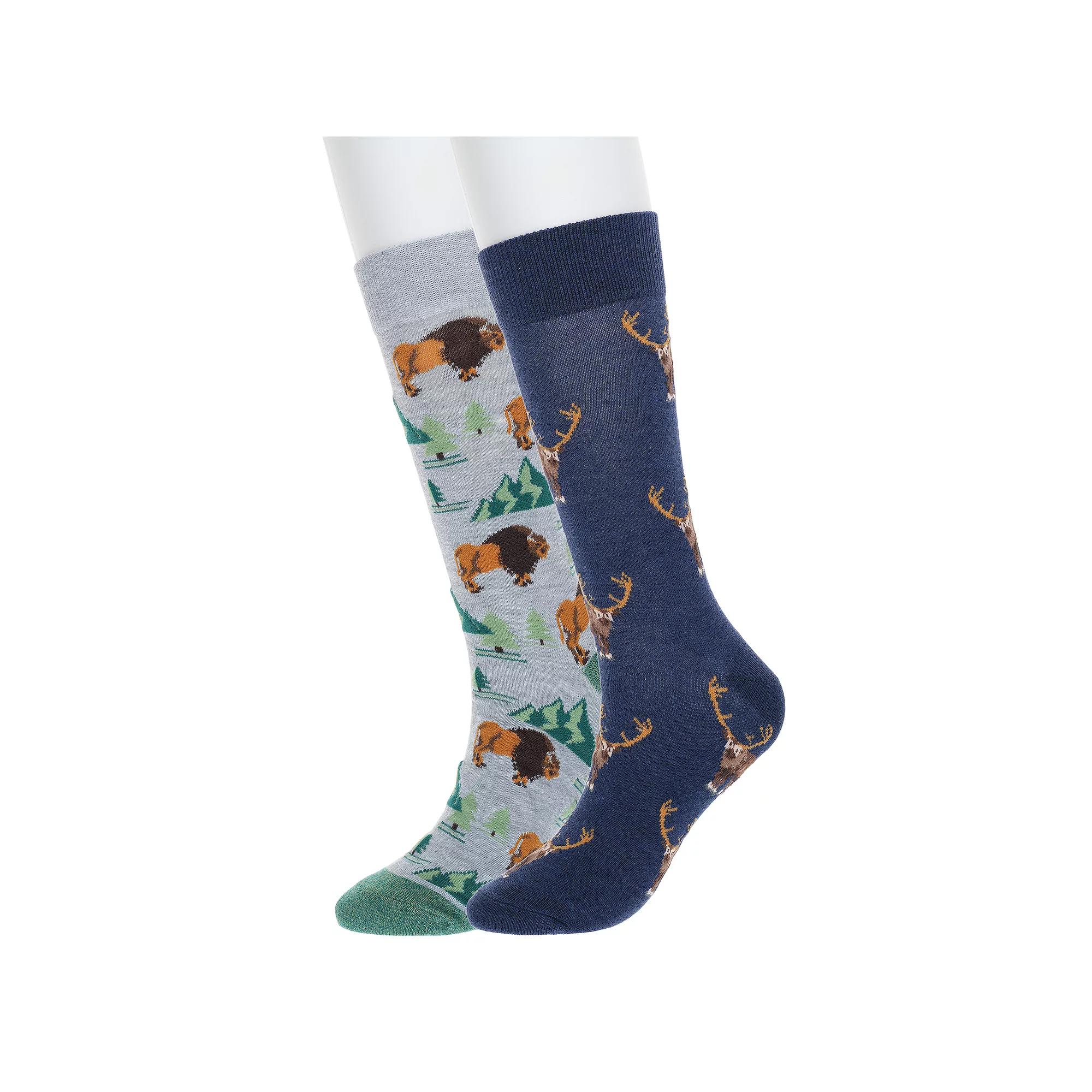 Men's Twisted Toes 2-Pack Novelty Socks, Elk And Bison Product Image