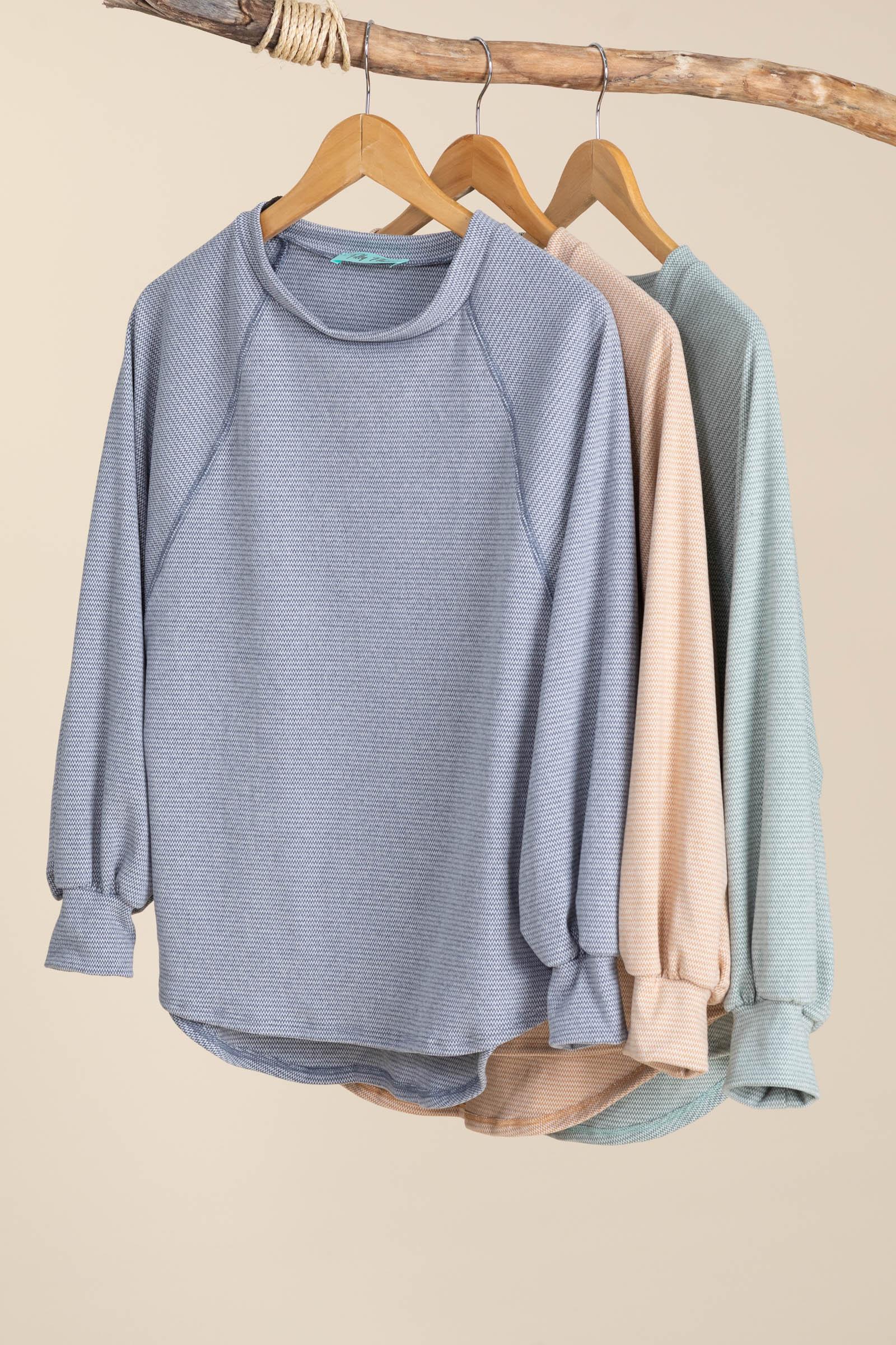 Soft Knit Mini Wave Long Sleeve Tops Product Image