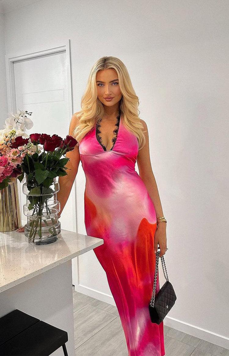 Valletta Pink Print Halter Neck Maxi Dress Baby Product Image