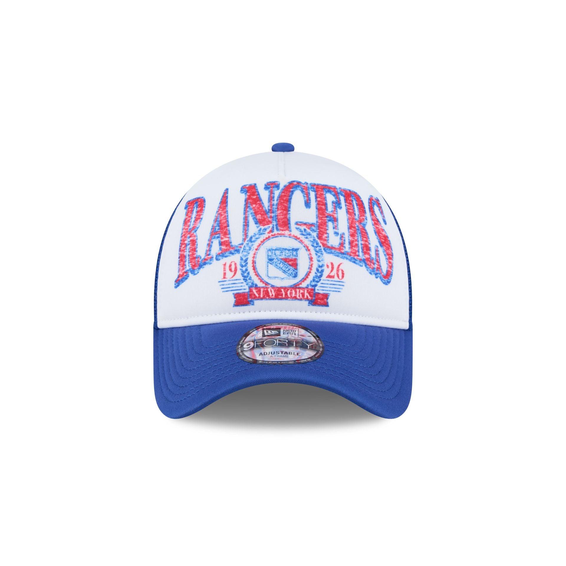 New York Rangers Distressed 9FORTY A-Frame Trucker Hat Male Product Image